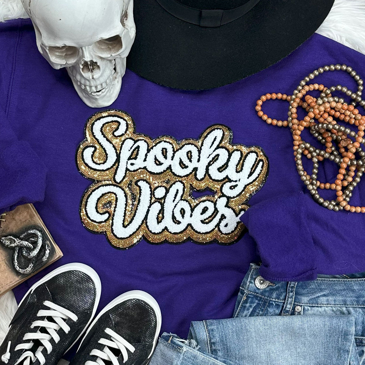 Spooky Vibes Chenille Patch Sweatshirt