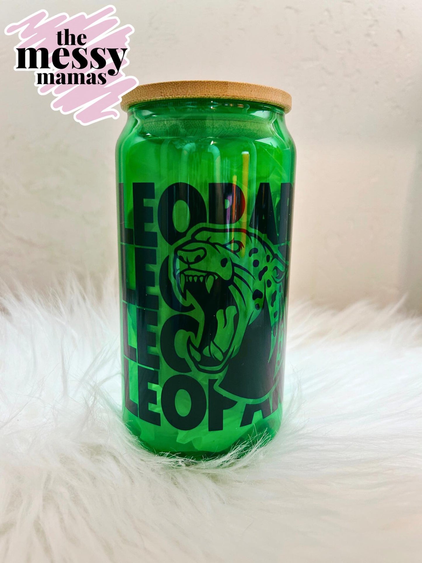 Leopards Green 16oz Glass Can