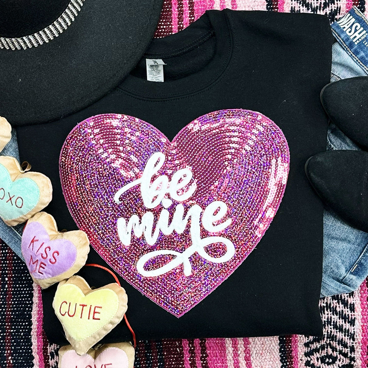Be Mine Sequins Patch Sweatshirt