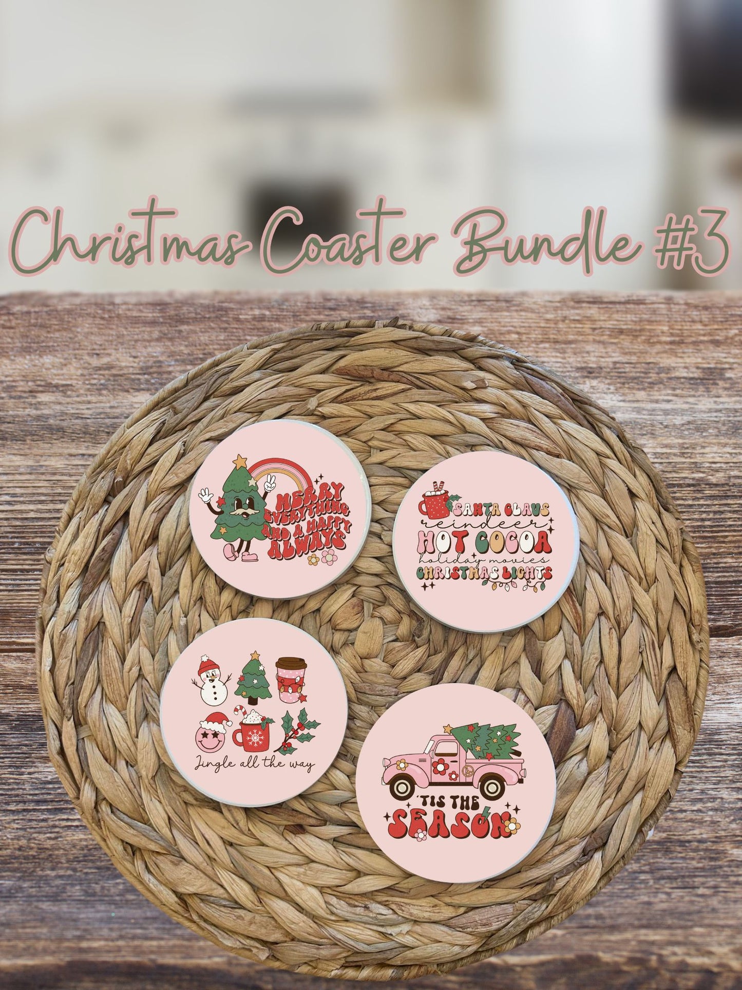 Retro Christmas Ceramic Coasters