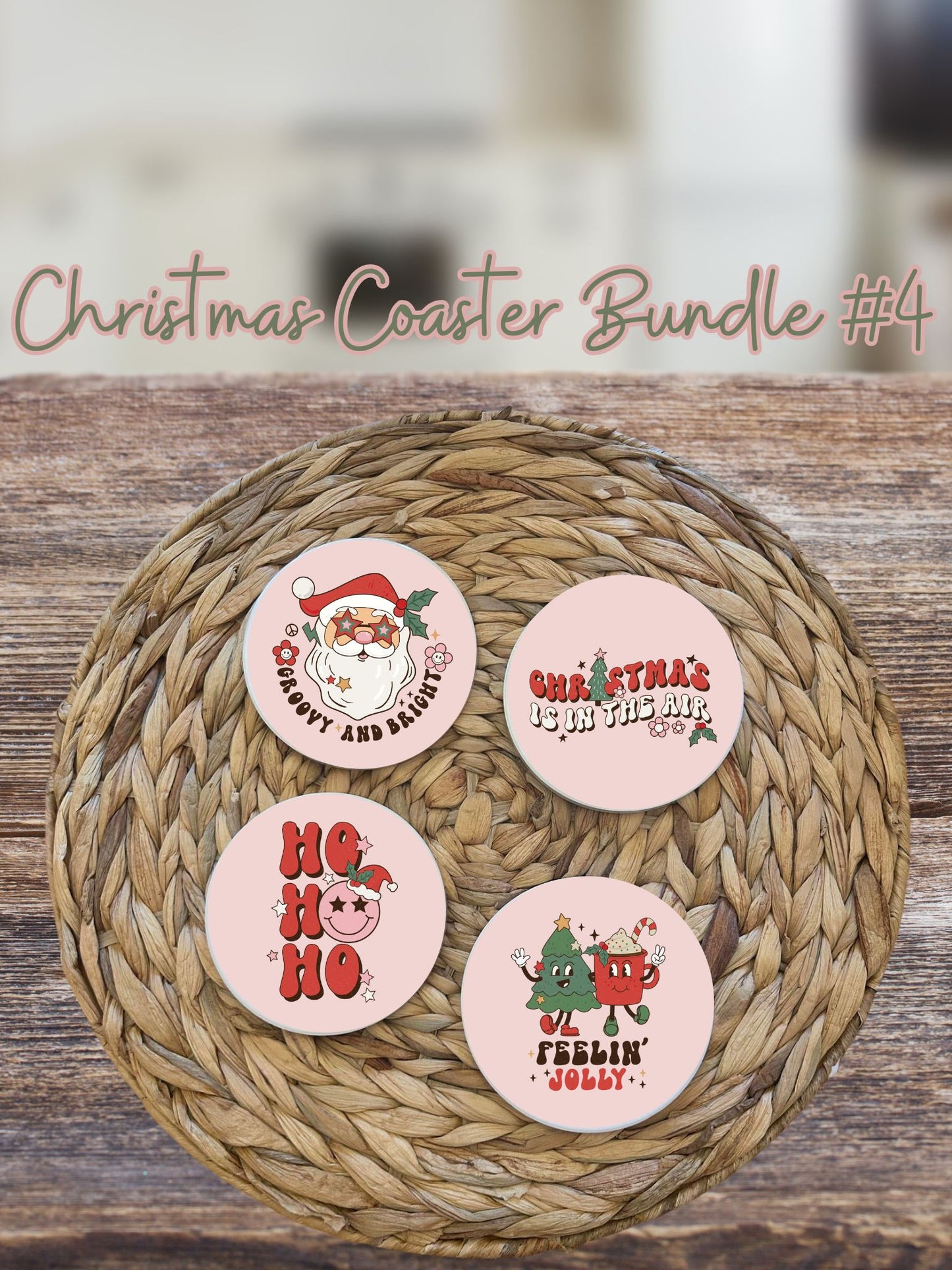 Retro Christmas Ceramic Coasters