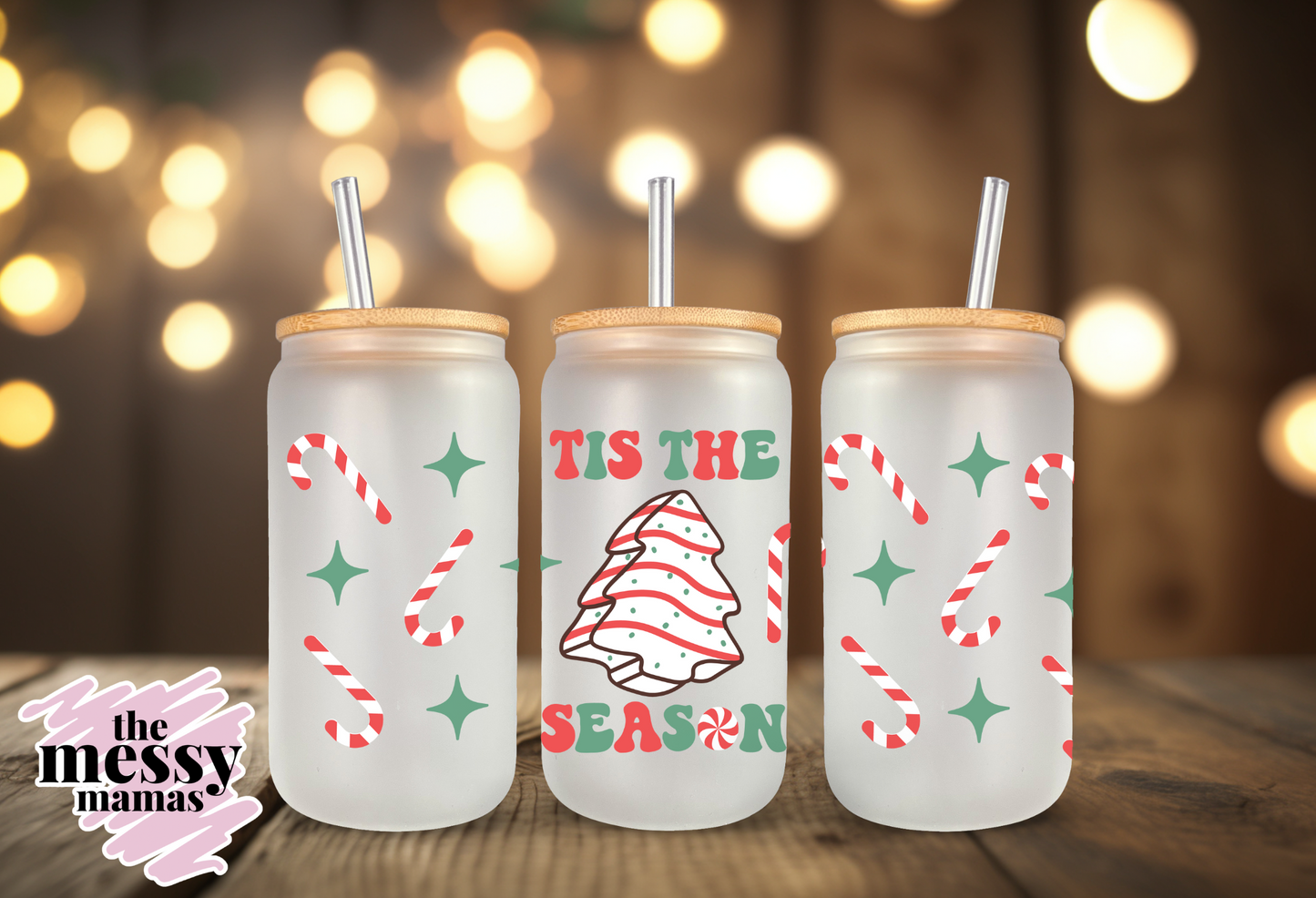 Tis The Season Little Debbie 16oz Frosted Glass Can