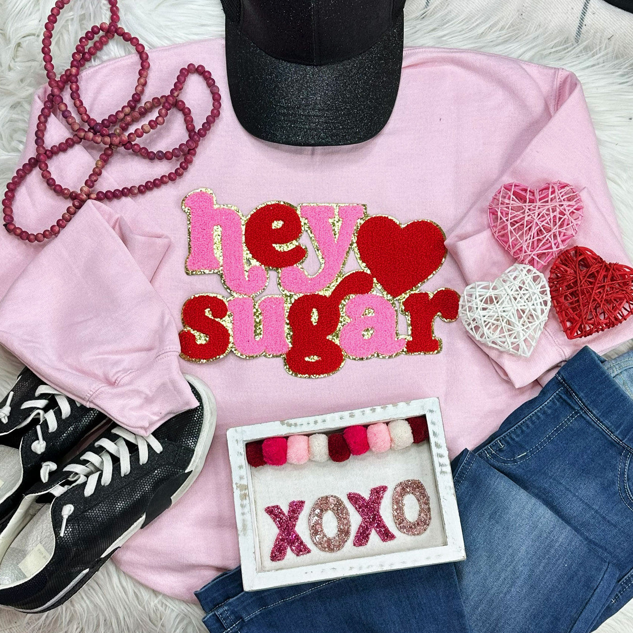 hey sugar Chenille Patch Sweatshirt