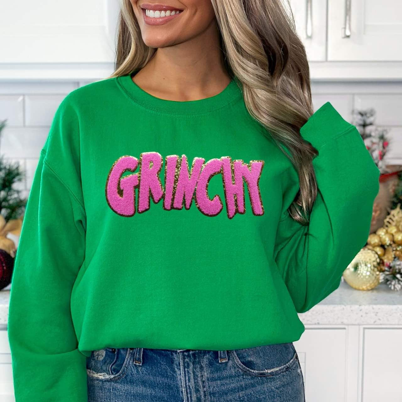 Grinchy Chenille Patch Sweatshirt