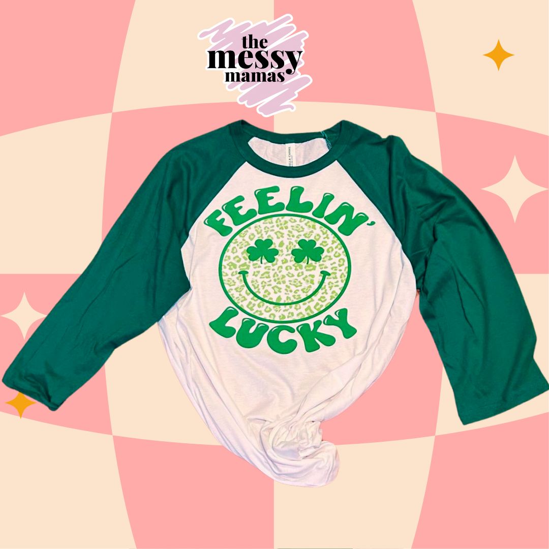 Feelin' Lucky Leopard Face Baseball Tee