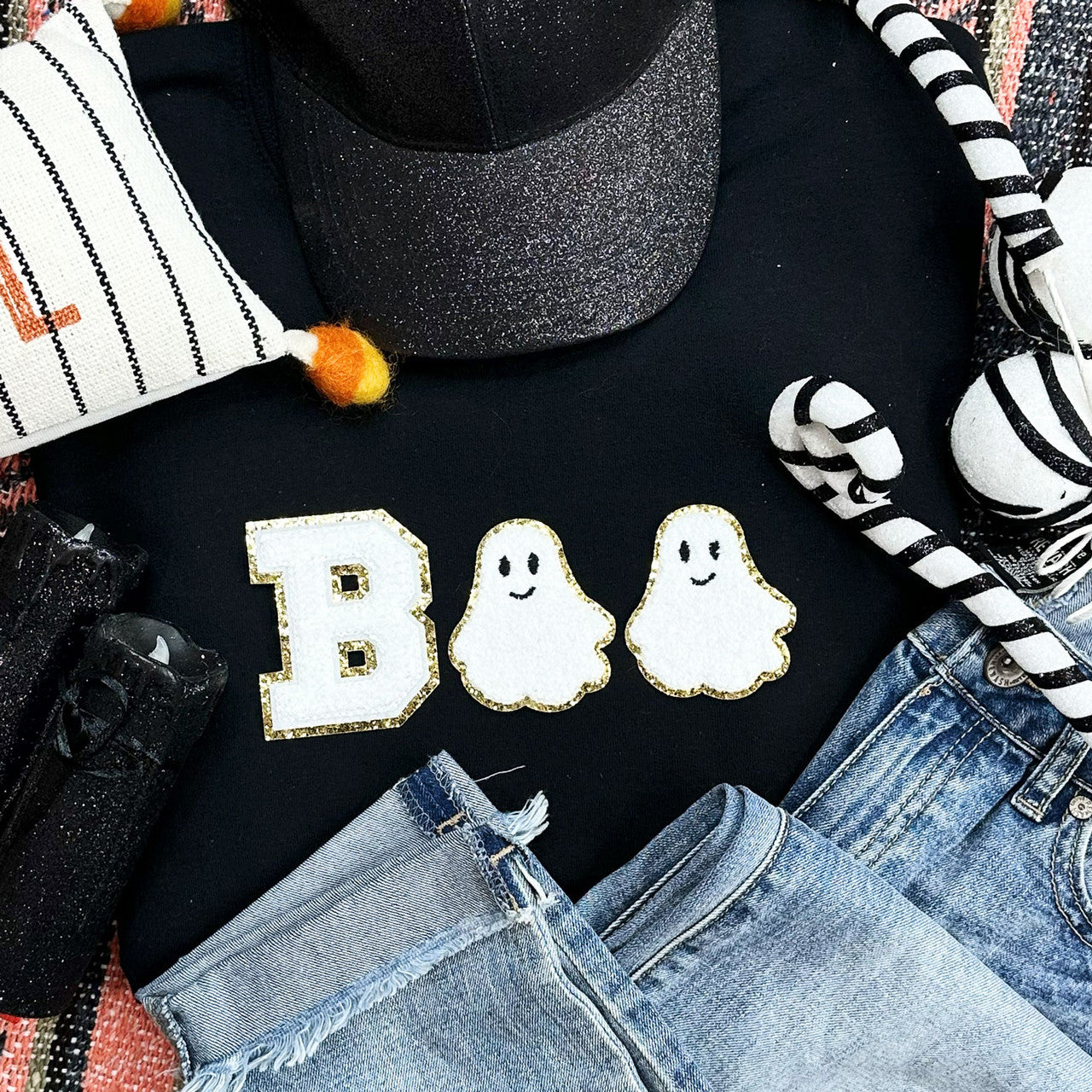 Ghost BOO Chenille Patch Sweatshirt
