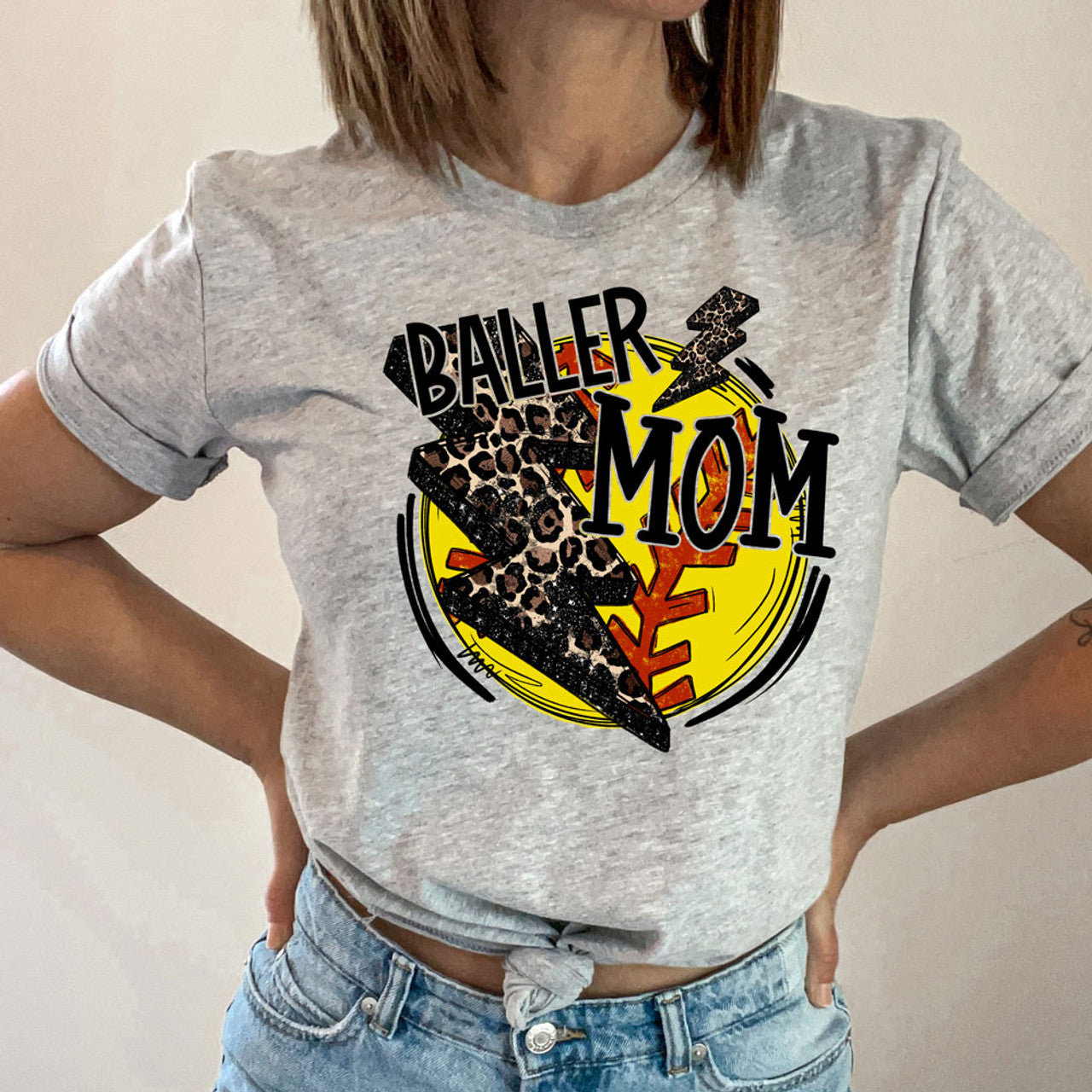 Baller Mom Leopard Softball Tee