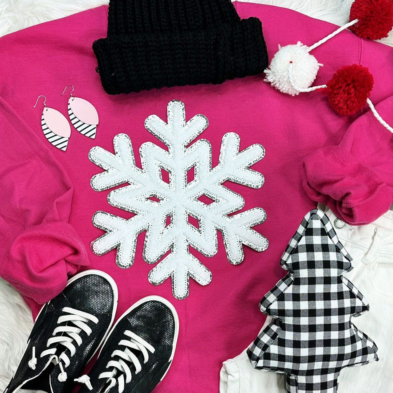 Snowflake Chenille Patch Sweatshirt