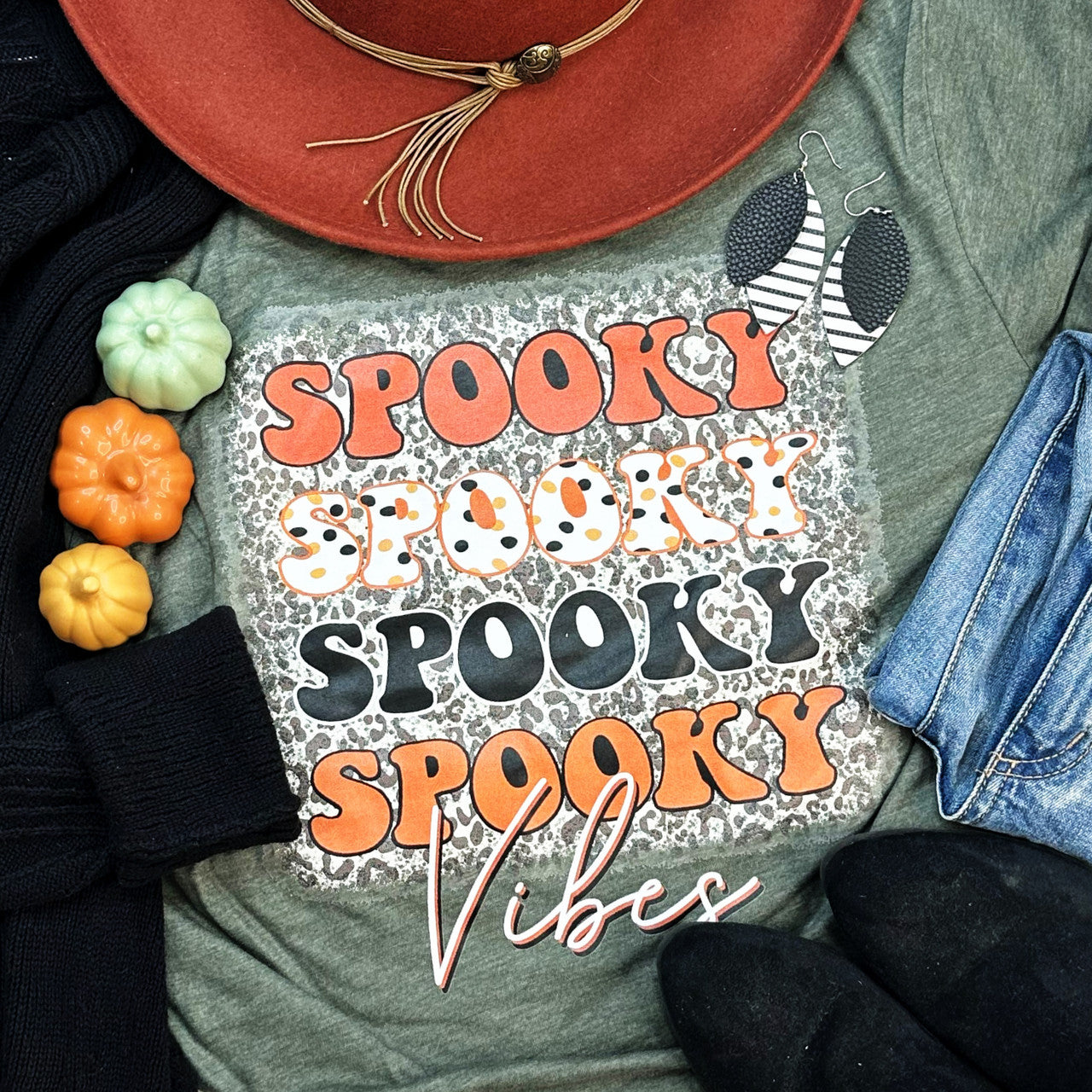 Spooky Vibes Leopard Crewneck