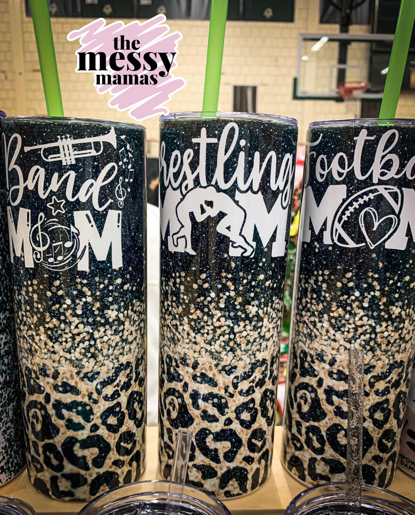 Leopard Sports 20oz Faux Glitter Tumbler
