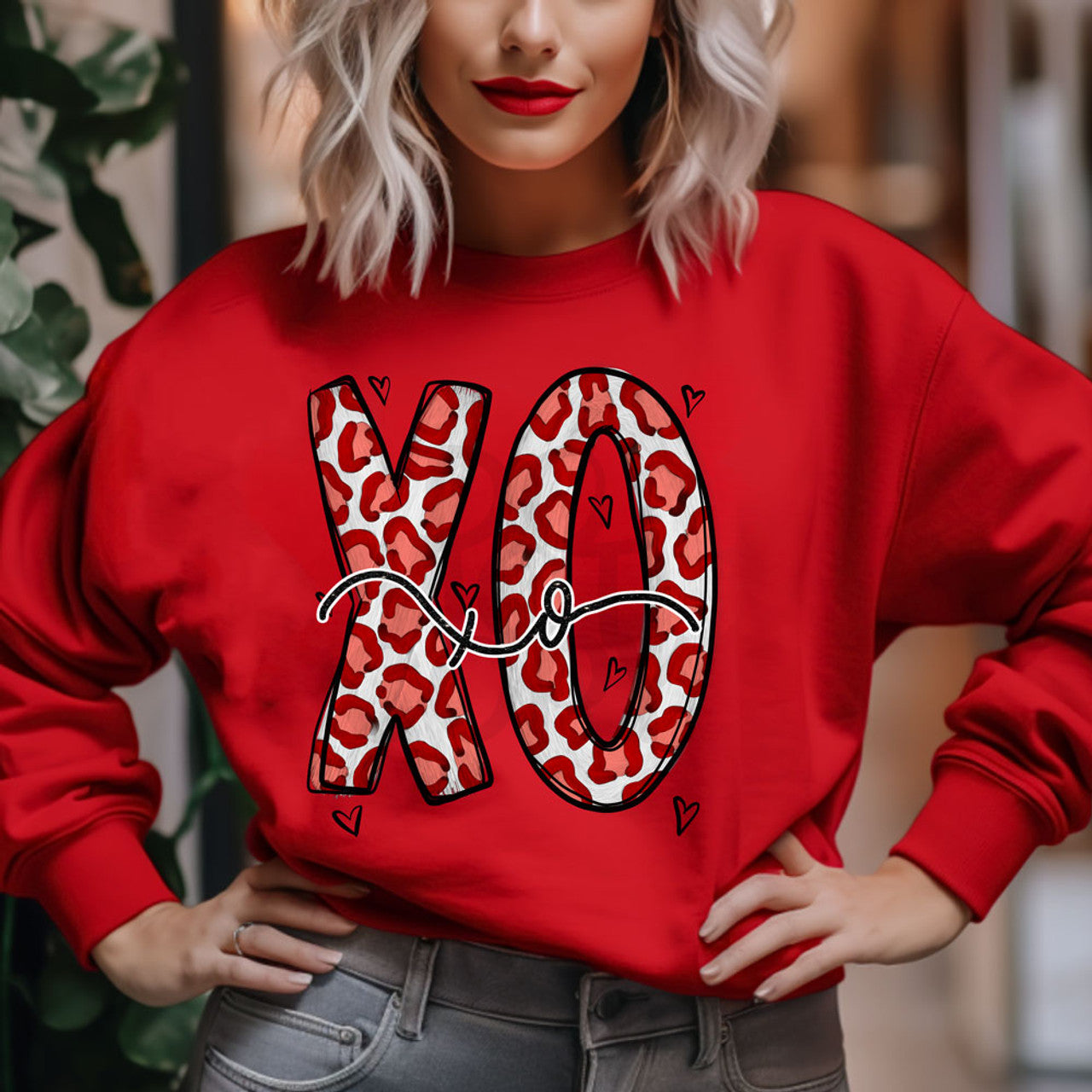 XOXO Leopard Crewneck
