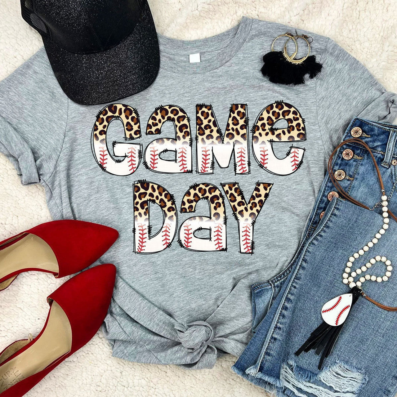 Baseball Leopard Game Day Tee