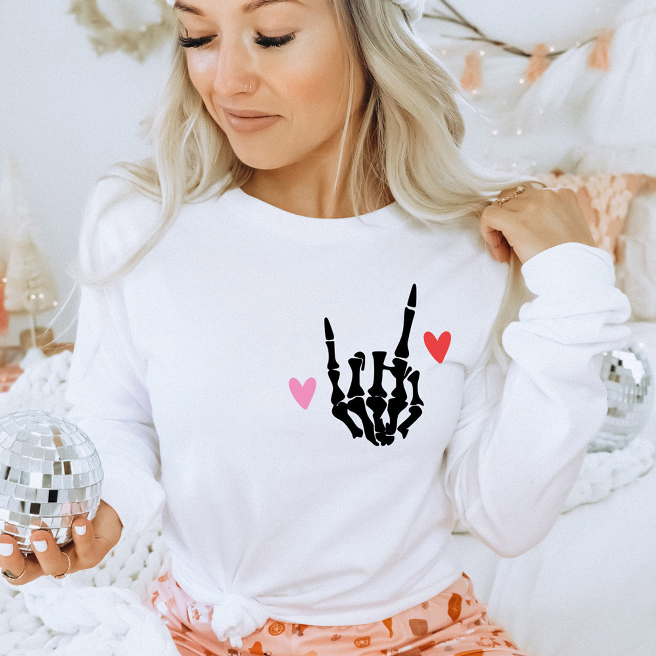 Skeleton Heart Long Sleeve Tee
