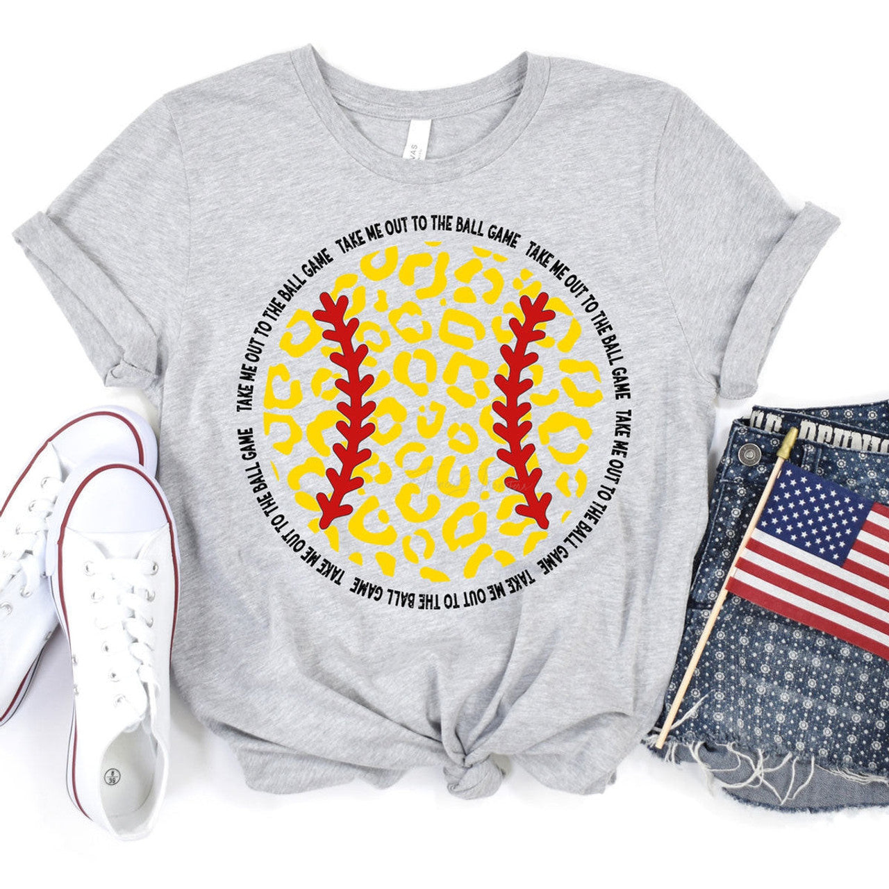 Take Me Out to the Ballgame Leopard Softball Tee