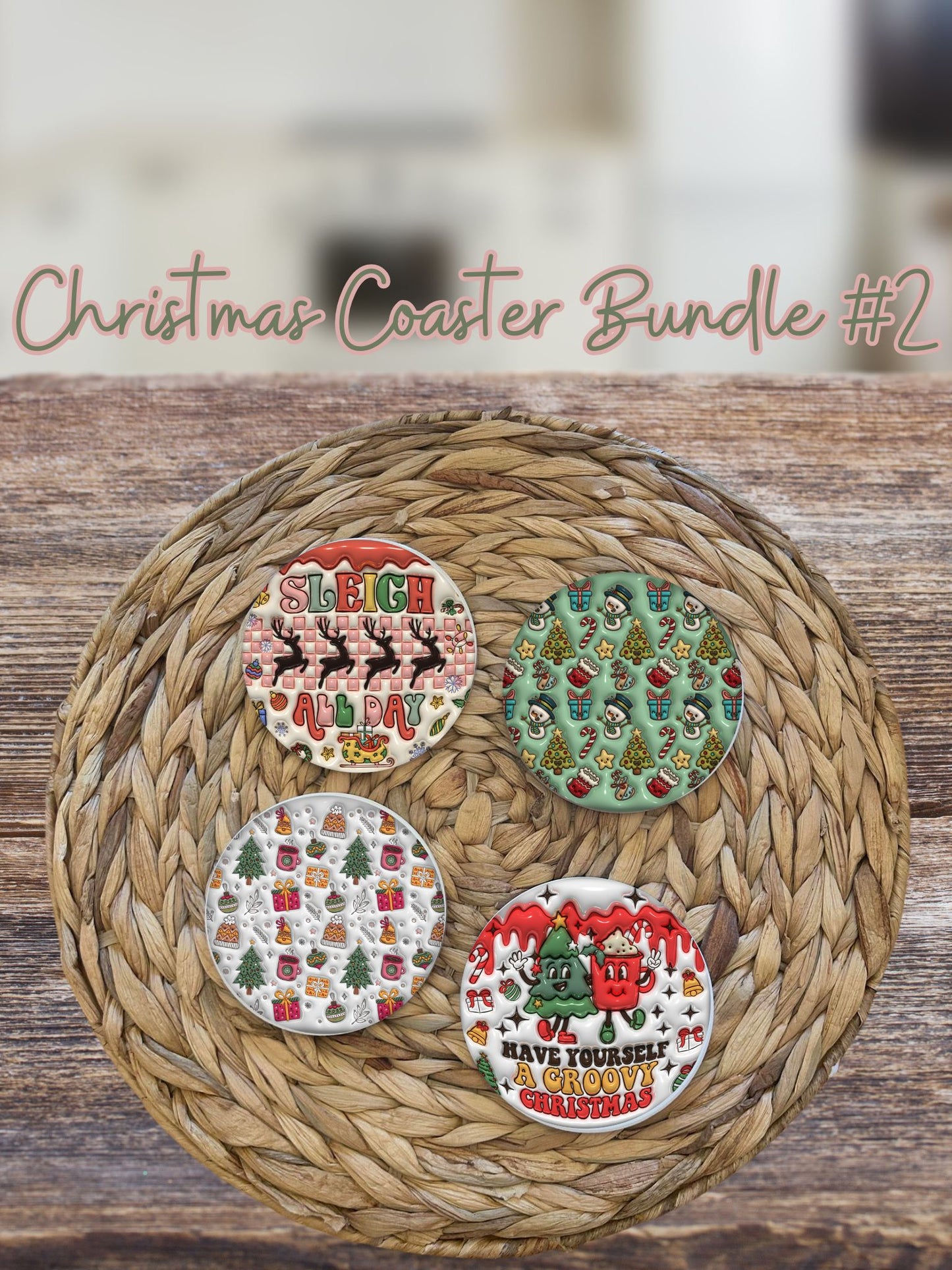 Retro Christmas Ceramic Coasters