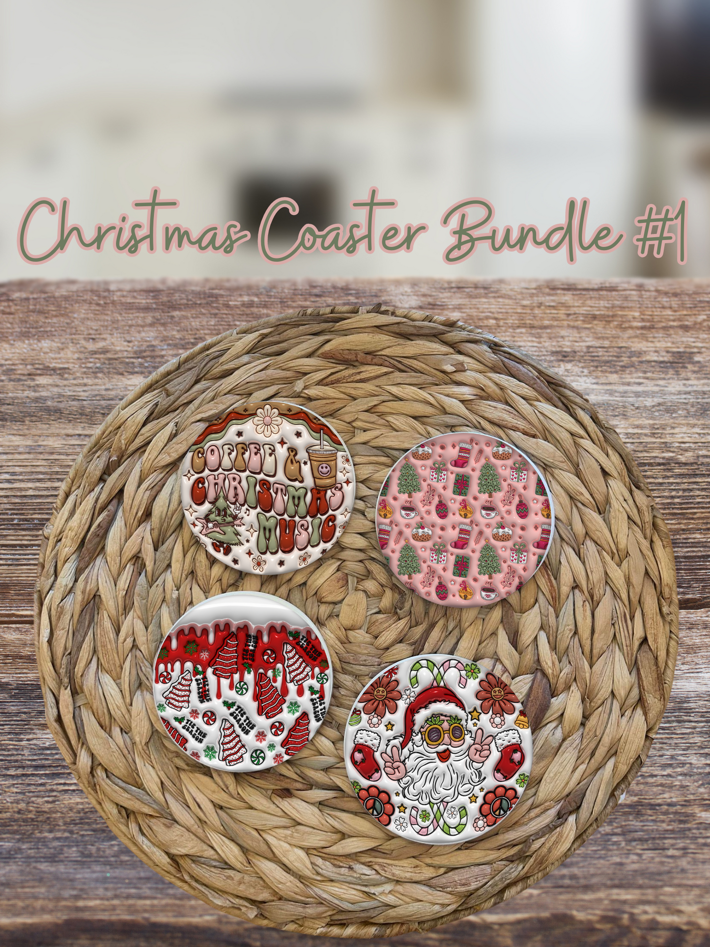 Retro Christmas Ceramic Coasters