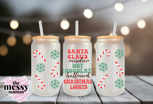 Christmas Things 16oz Frosted Glass Can