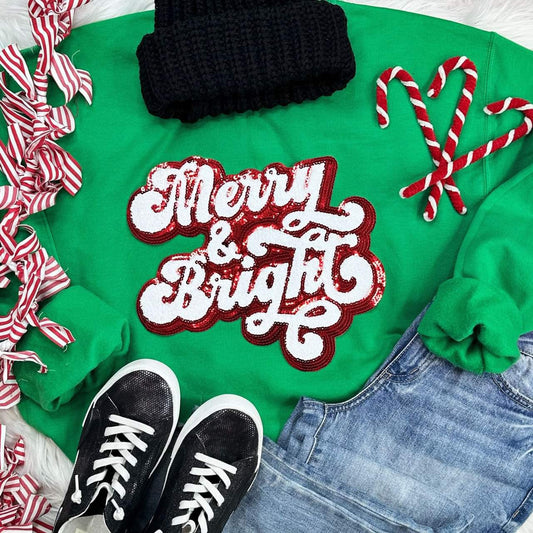 Merry & Bright Sequin Patch Sweatshirt