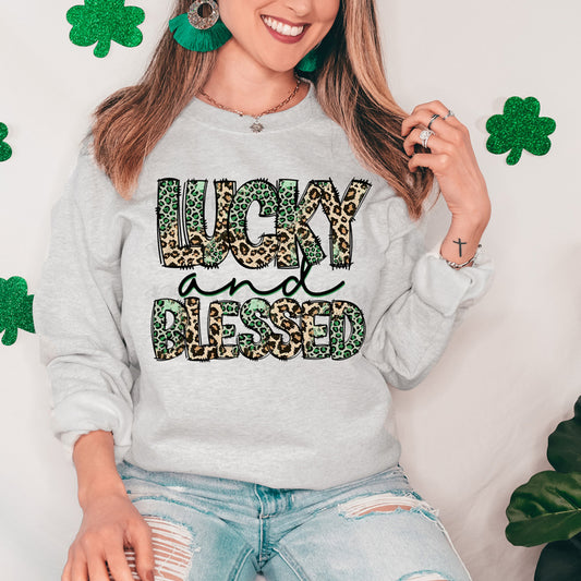 Lucky and Blessed Leopard Crewneck